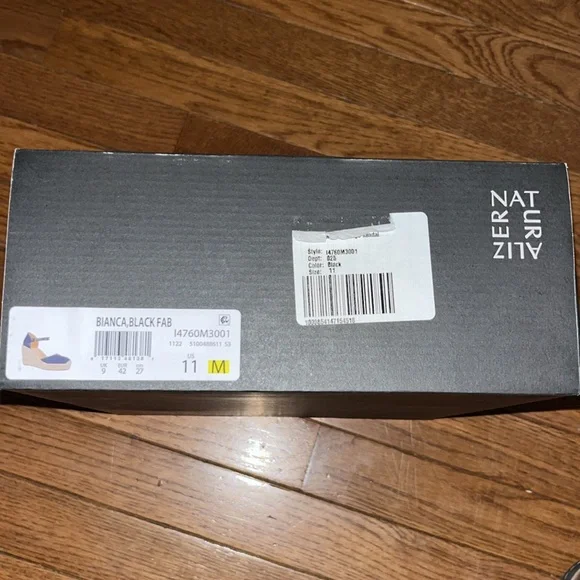 Naturalizer Black Leather Bianca Woven Wedge Sandals Women’s Size 11 - Picture 8 of 9